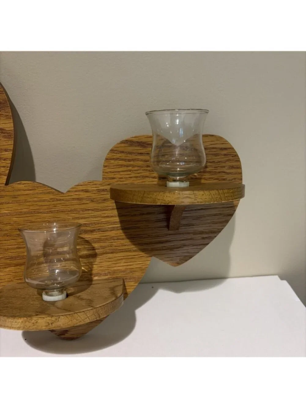 Vintage Wooden Heart Candle Wall Sconce Large 24.5